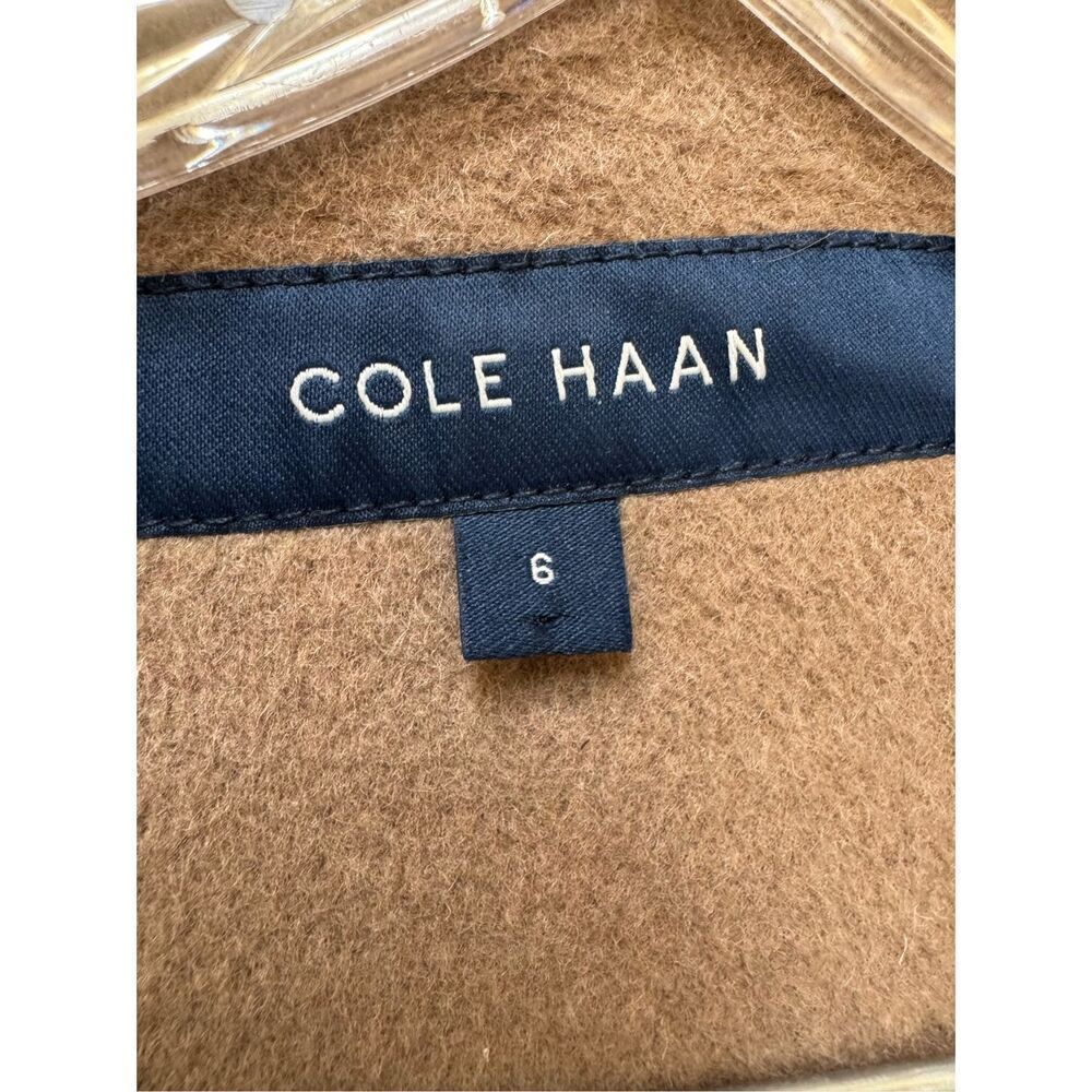 Cole Haan women’s 6 wool camel brown cape coat drape collar lapel - Picture 3 of 7
